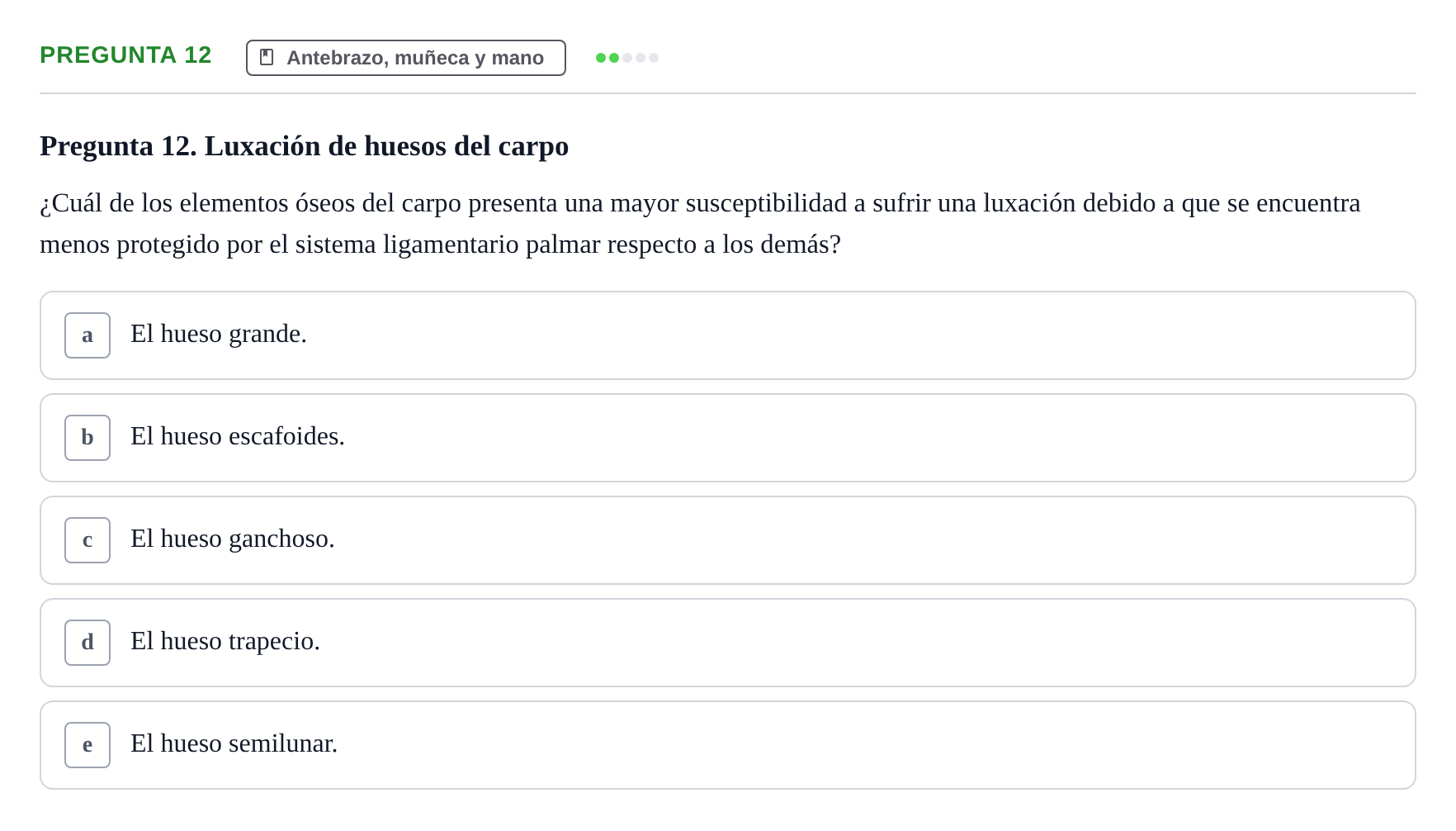 Enunciado: Pregunta 12 · Anatomía General y del Aparato Locomotor URV 2024