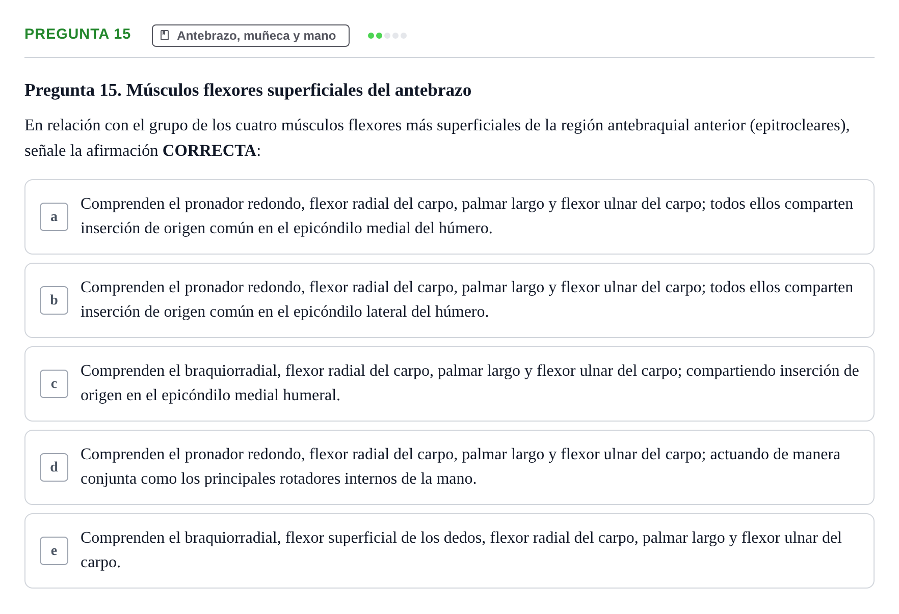 Enunciado: Pregunta 15 · Anatomía General y del Aparato Locomotor URV 2024