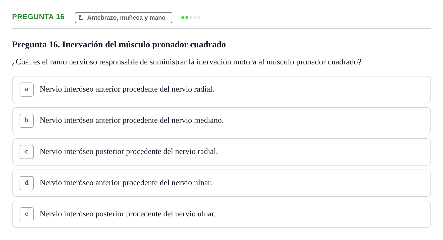 Enunciado: Pregunta 16 · Anatomía General y del Aparato Locomotor URV 2024