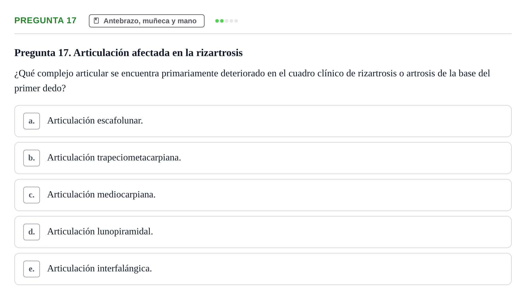 Enunciado: Pregunta 17 · Anatomía General y del Aparato Locomotor URV 2024