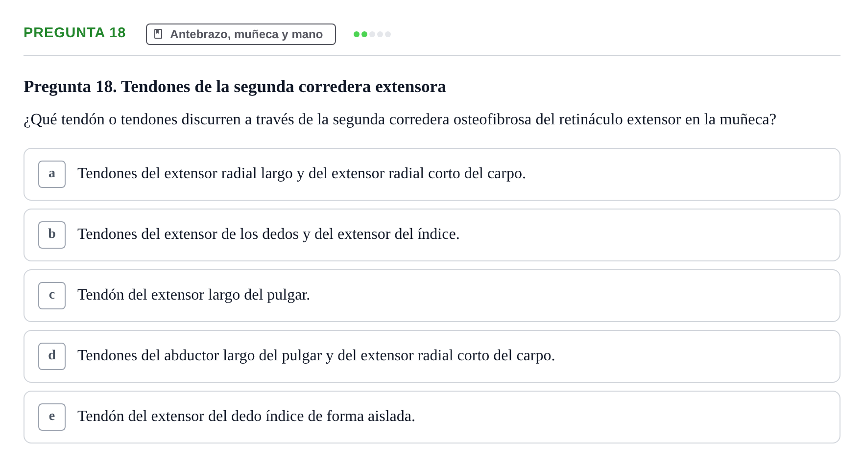 Enunciado: Pregunta 18 · Anatomía General y del Aparato Locomotor URV 2024