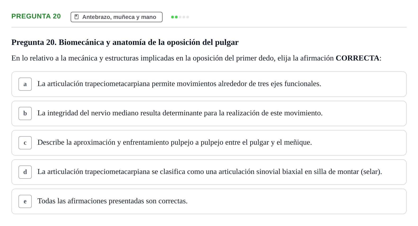 Enunciado: Pregunta 20 · Anatomía General y del Aparato Locomotor URV 2024