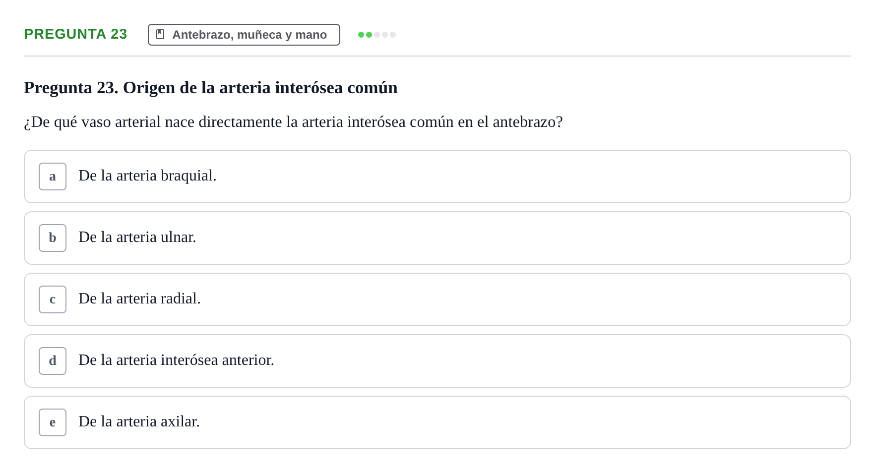 Enunciado: Pregunta 23 · Anatomía General y del Aparato Locomotor URV 2024