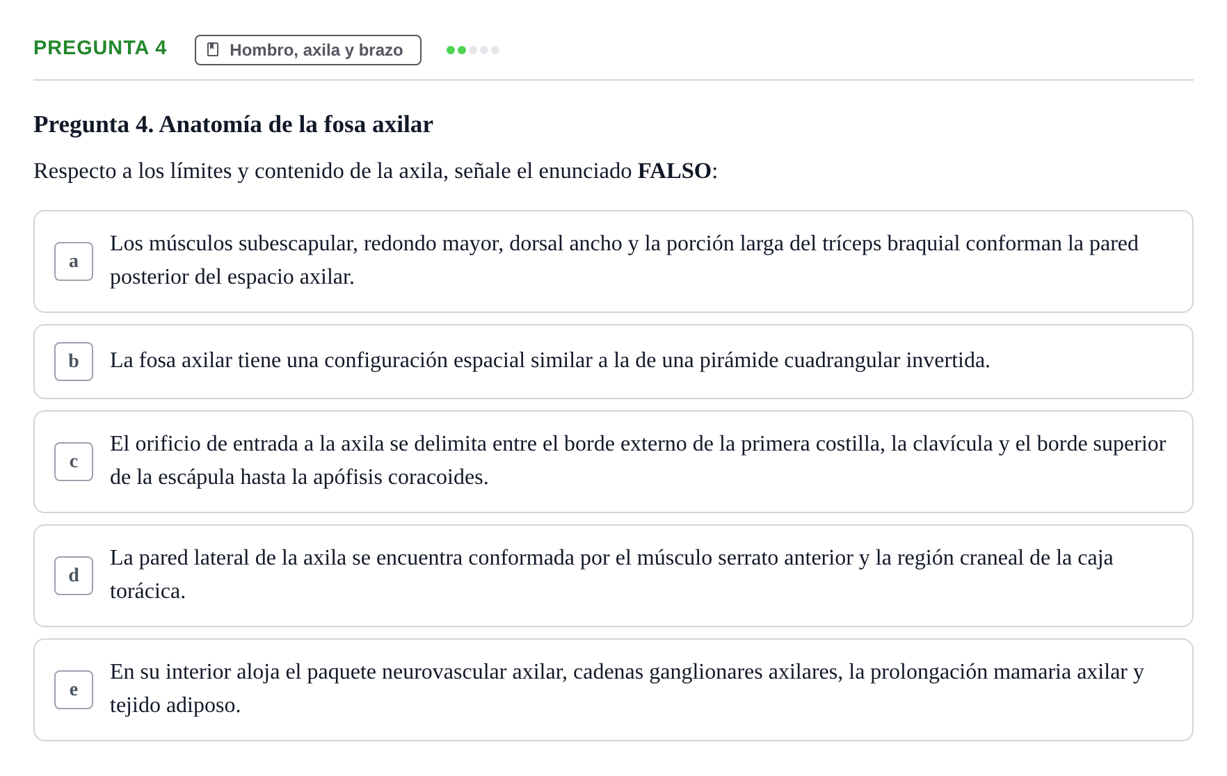 Enunciado: Pregunta 4 · Anatomía General y del Aparato Locomotor URV 2024