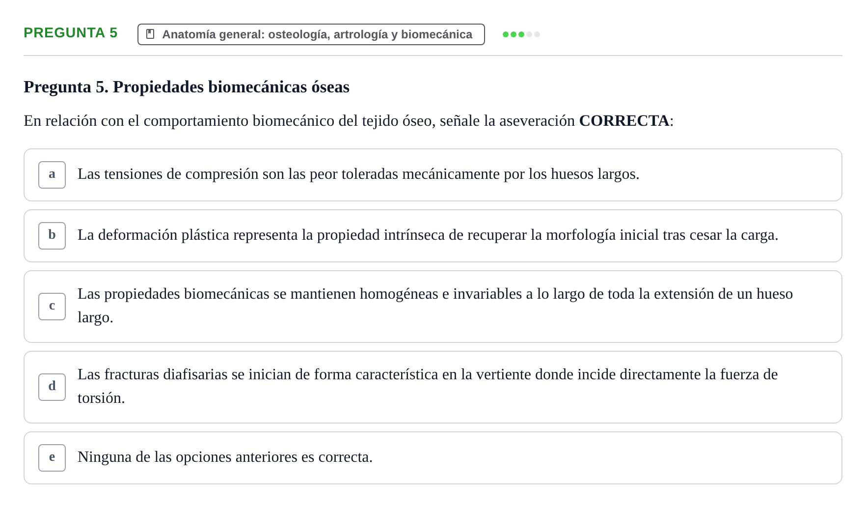 Enunciado: Pregunta 5 · Anatomía General y del Aparato Locomotor URV 2024