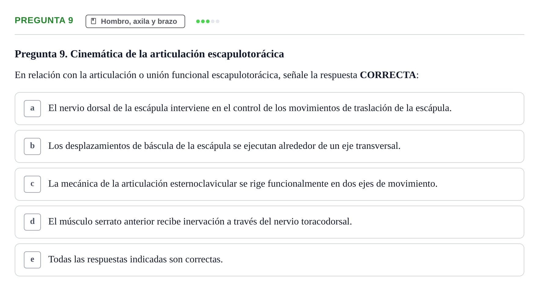 Enunciado: Pregunta 9 · Anatomía General y del Aparato Locomotor URV 2024