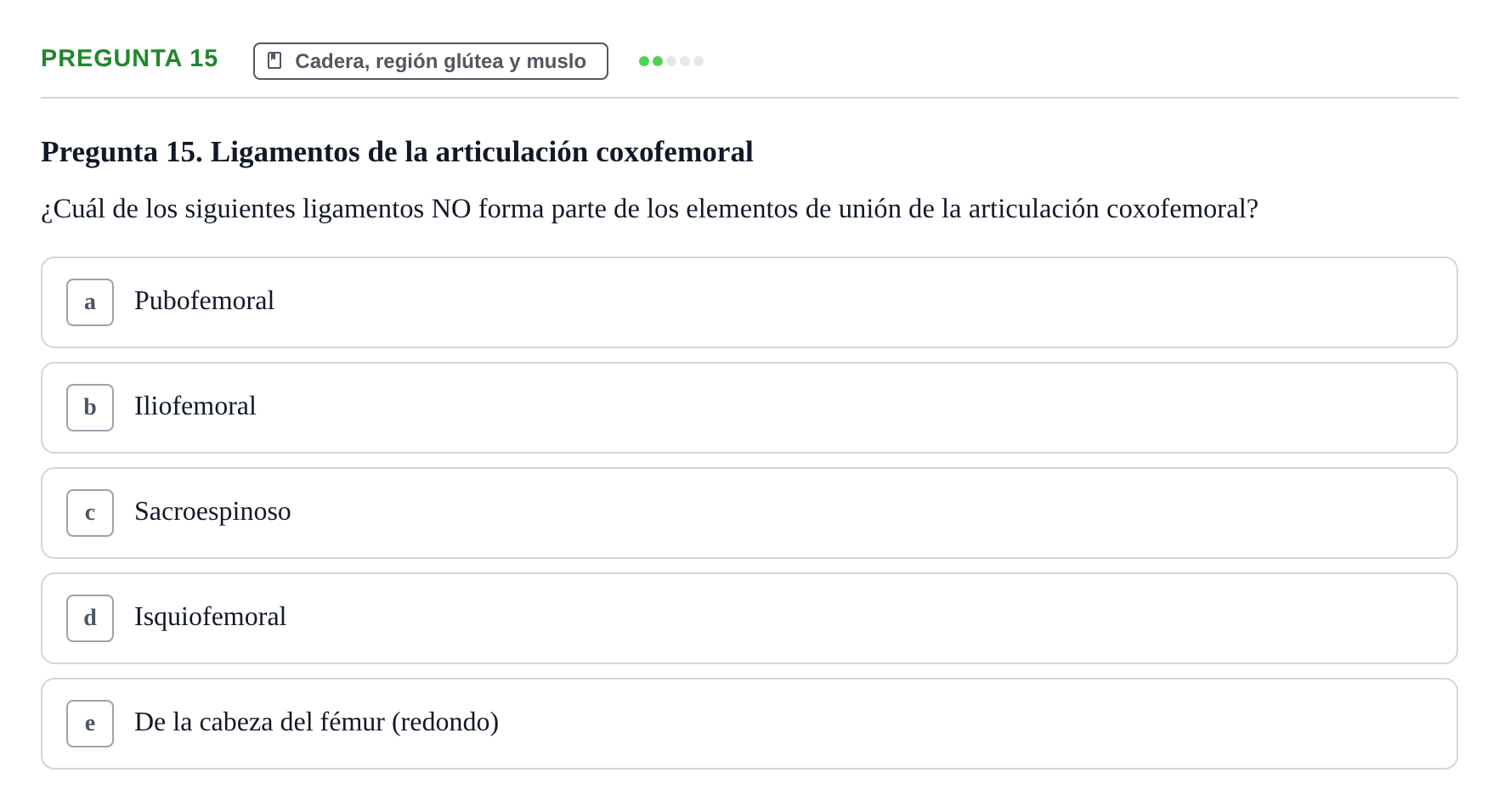 Enunciado: Pregunta 15 · Anatomía General y del Aparato Locomotor URV 2020