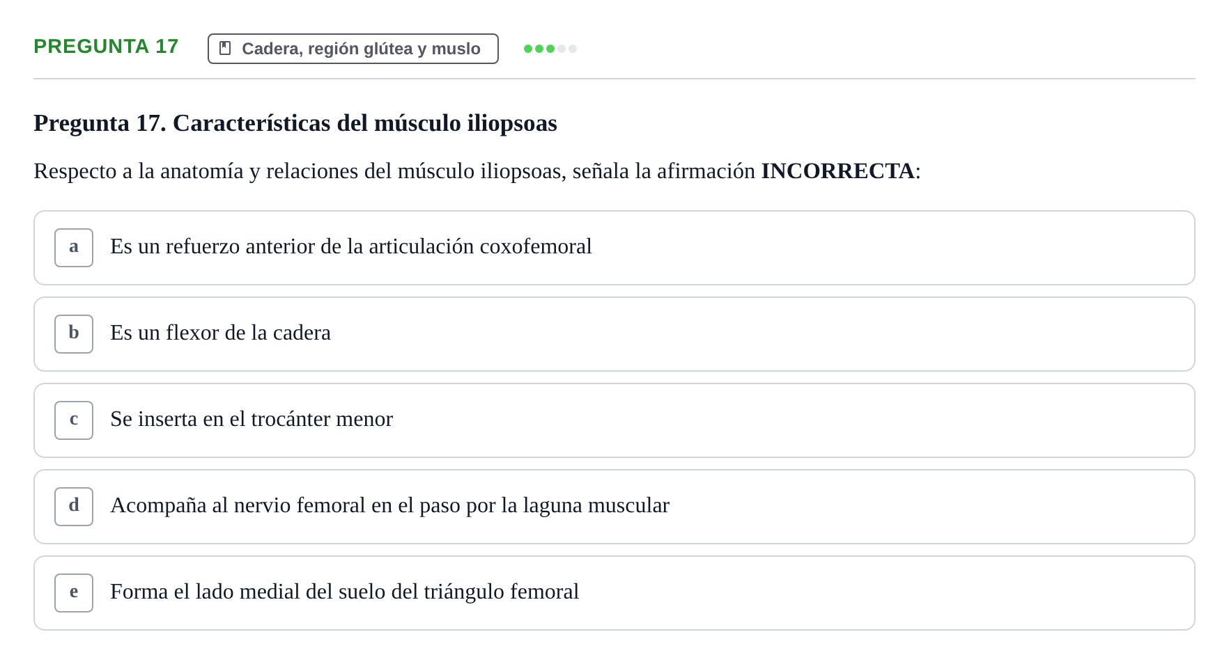 Enunciado: Pregunta 17 · Anatomía General y del Aparato Locomotor URV 2020