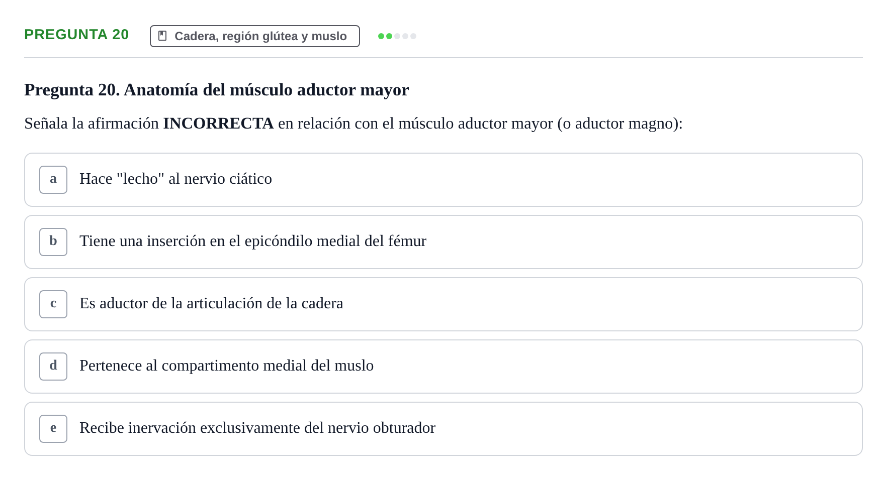 Enunciado: Pregunta 20 · Anatomía General y del Aparato Locomotor URV 2020