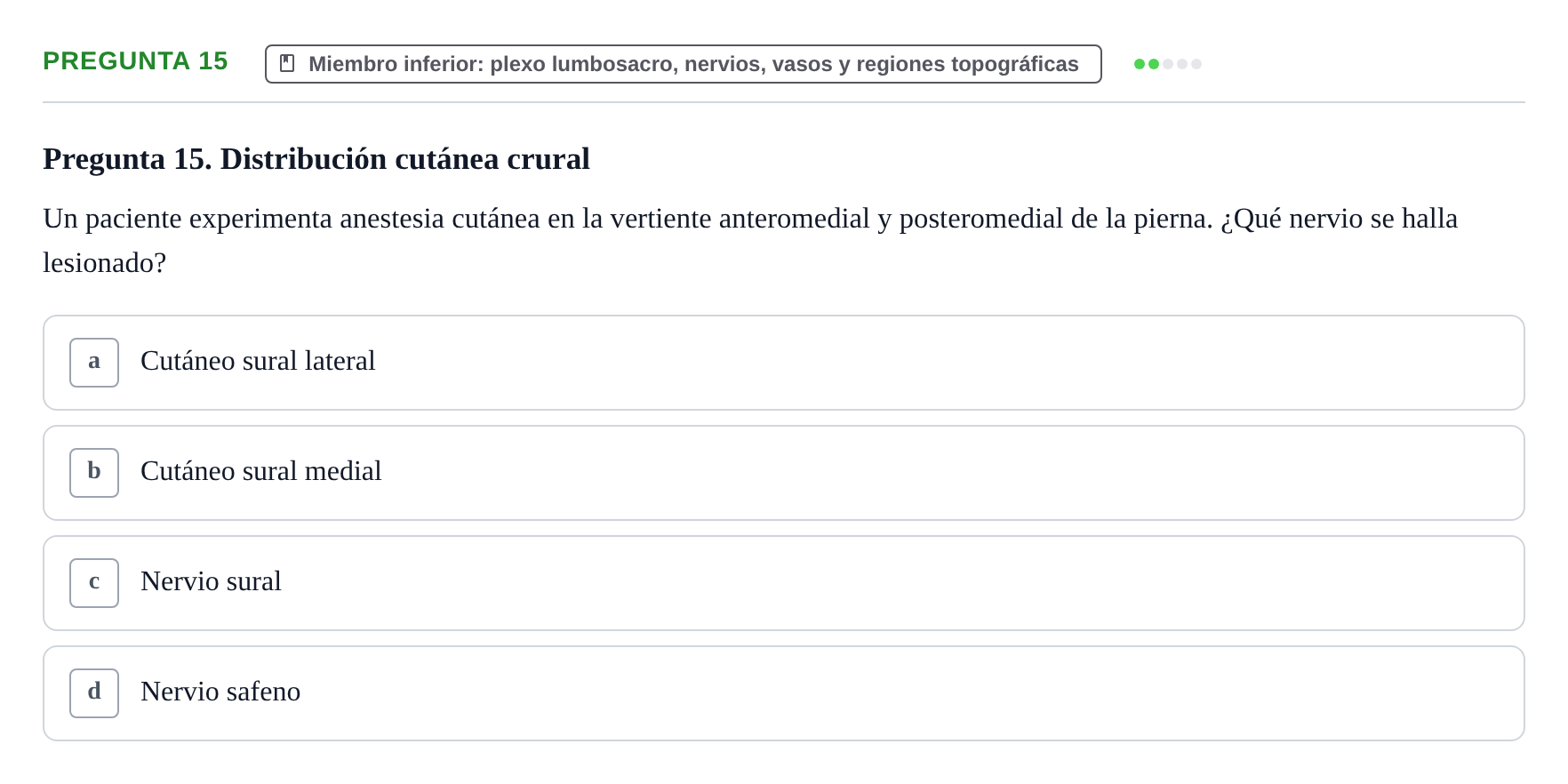 Enunciado: Pregunta 15 · Anatomía Funcional y Embriología del Aparato Locomotor UB Juny 2021