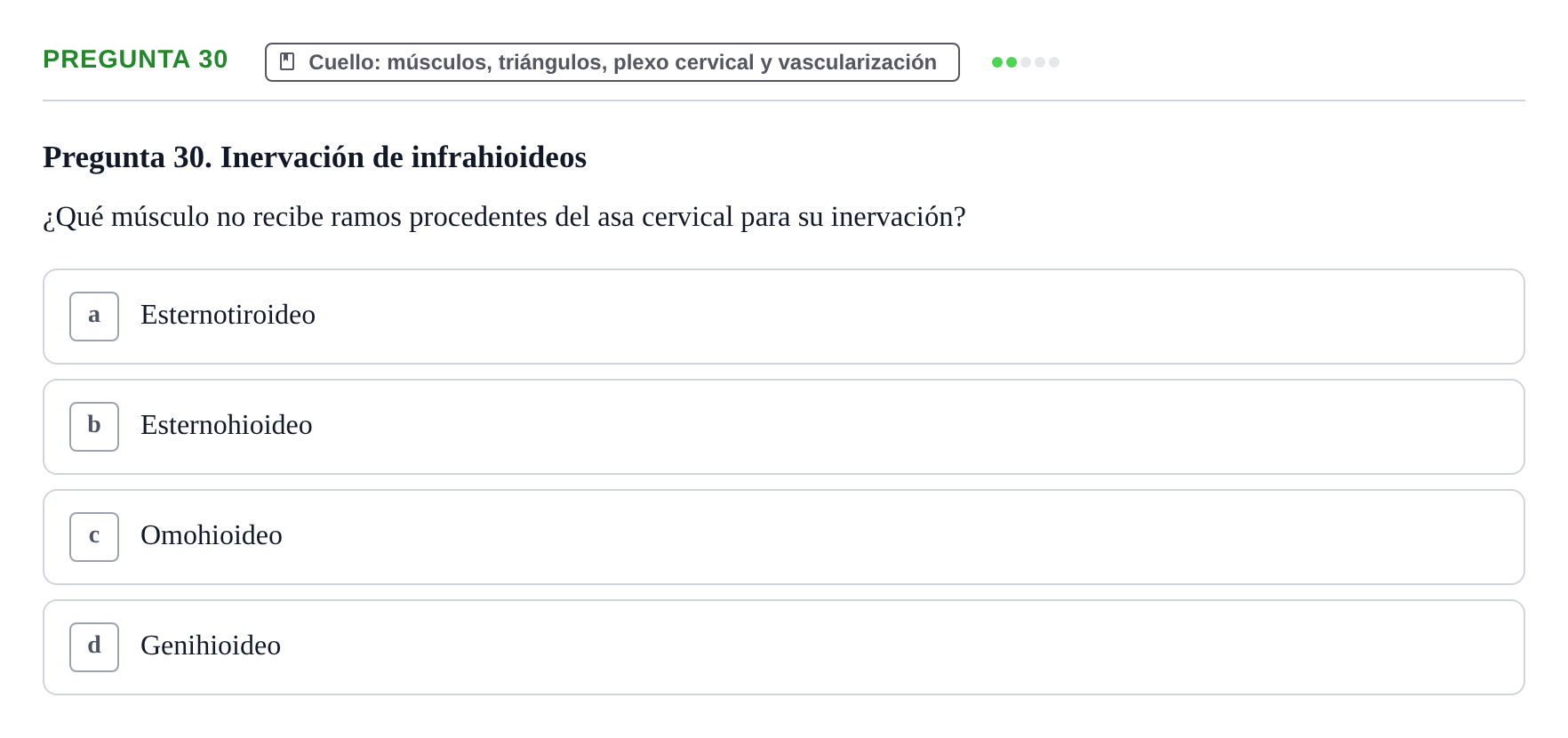Enunciado: Pregunta 30 · Anatomía Funcional y Embriología del Aparato Locomotor UB Juny 2021