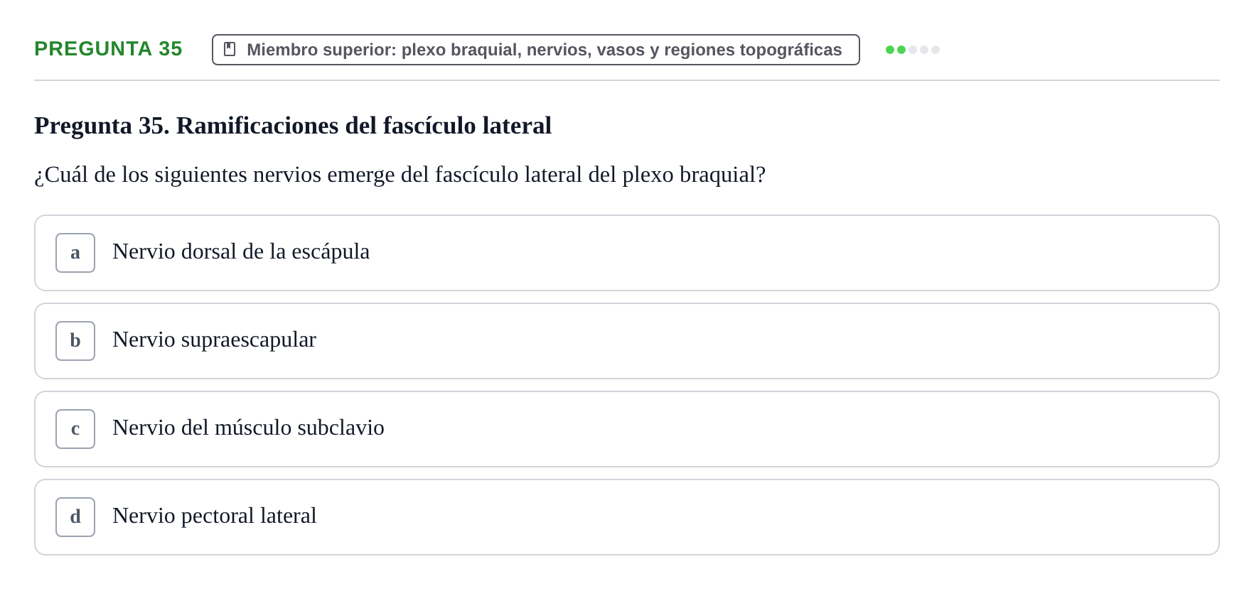 Enunciado: Pregunta 35 · Anatomía Funcional y Embriología del Aparato Locomotor UB Juny 2021
