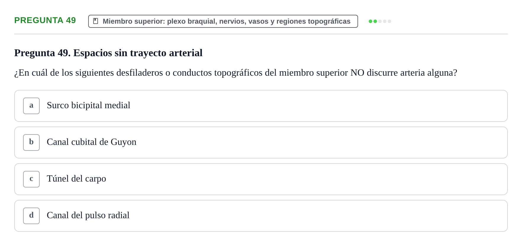 Enunciado: Pregunta 49 · Anatomía Funcional y Embriología del Aparato Locomotor UB Juny 2021