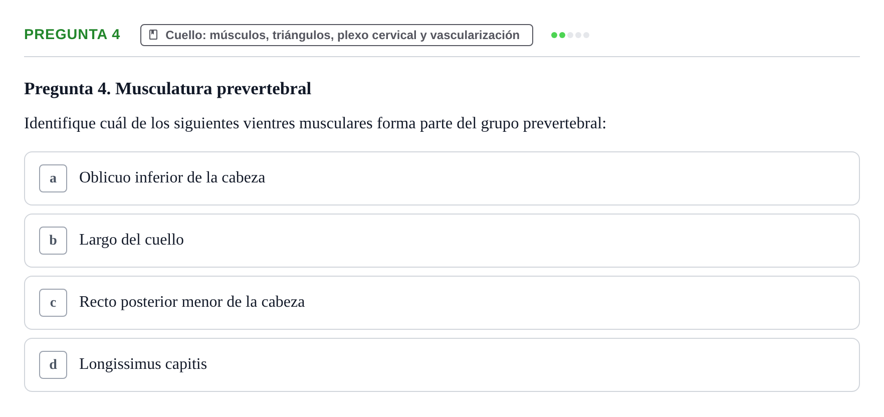 Enunciado: Pregunta 4 · Anatomía Funcional y Embriología del Aparato Locomotor UB Juny 2021
