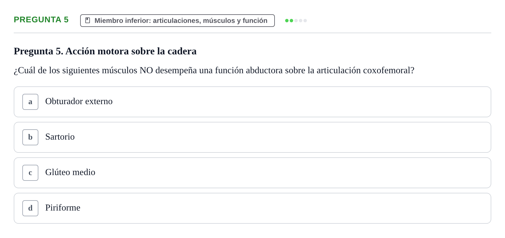 Enunciado: Pregunta 5 · Anatomía Funcional y Embriología del Aparato Locomotor UB Juny 2021