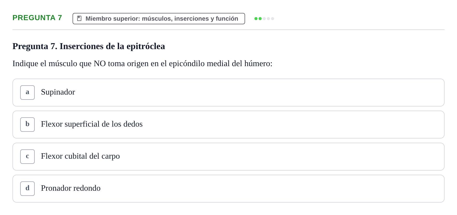 Enunciado: Pregunta 7 · Anatomía Funcional y Embriología del Aparato Locomotor UB Juny 2021