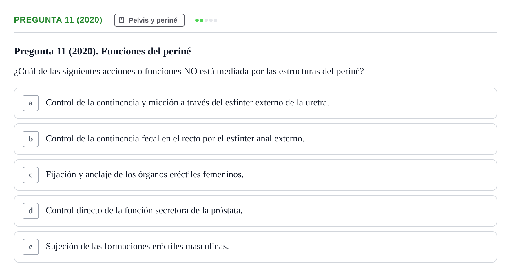Enunciado: Pregunta 11 (2020) · Anatomía General y del Aparato Locomotor URV 2020