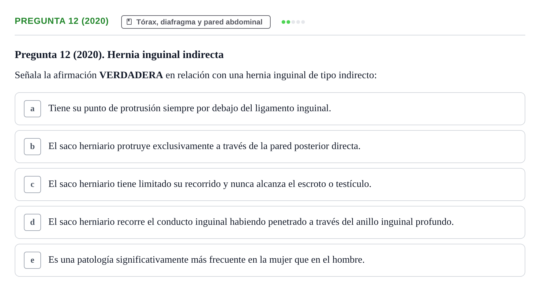 Enunciado: Pregunta 12 (2020) · Anatomía General y del Aparato Locomotor URV 2020