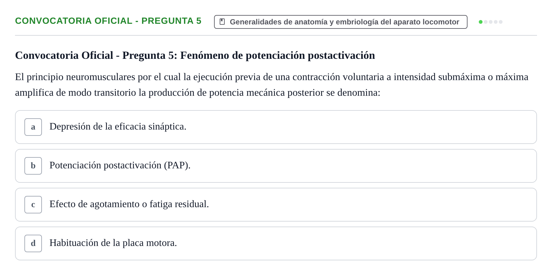 Enunciado: Convocatoria Oficial - Pregunta 5