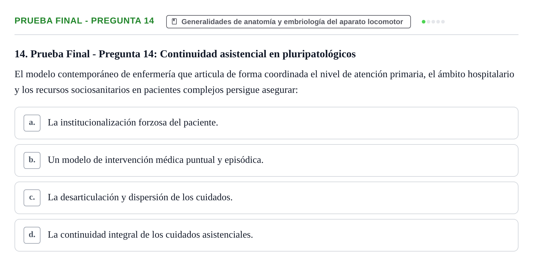 Enunciado: Prueba Final - Pregunta 14