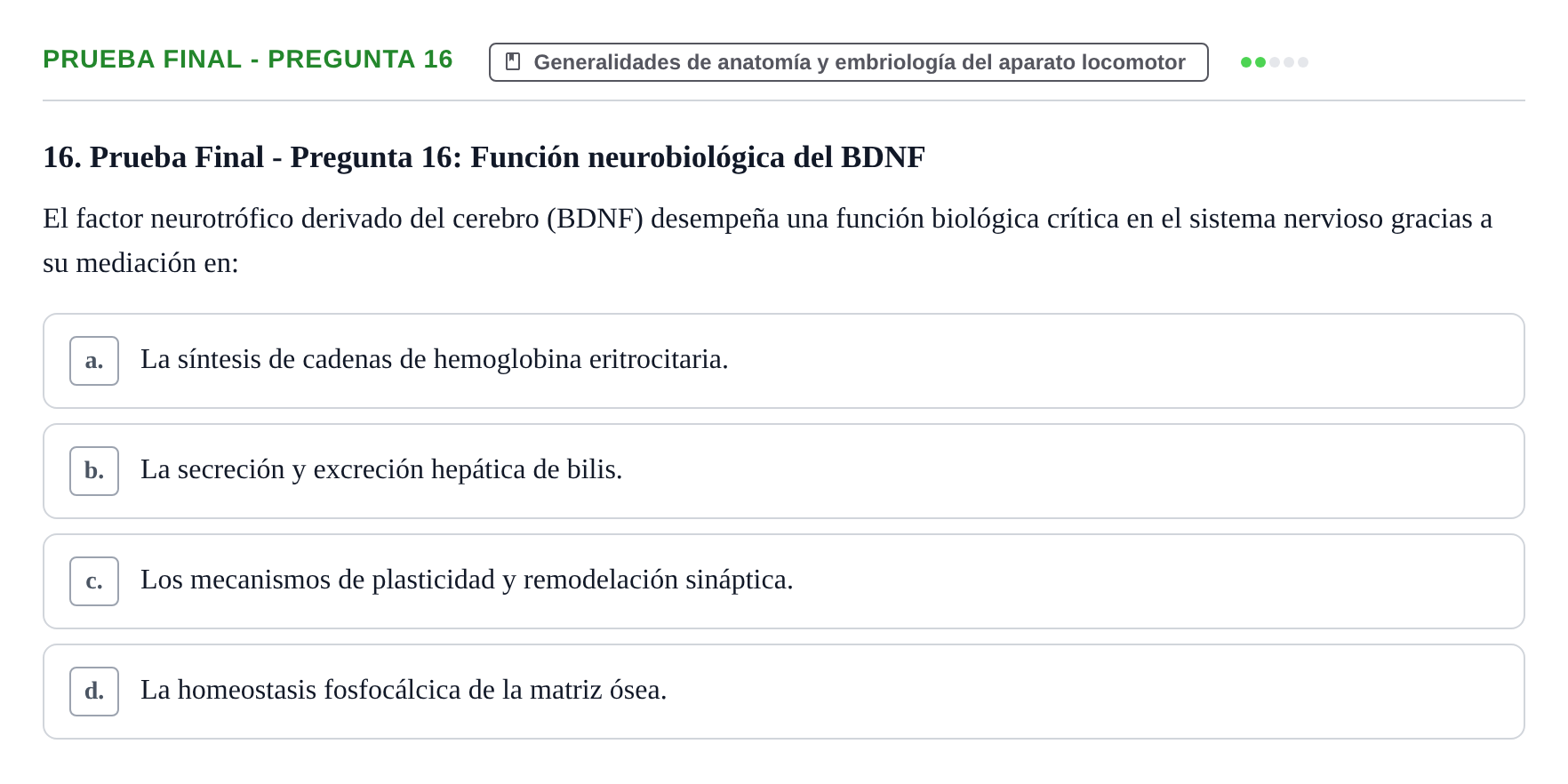 Enunciado: Prueba Final - Pregunta 16