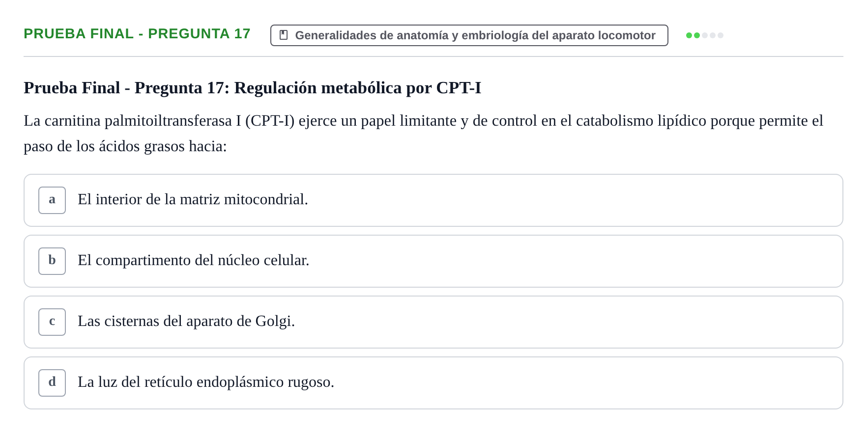 Enunciado: Prueba Final - Pregunta 17