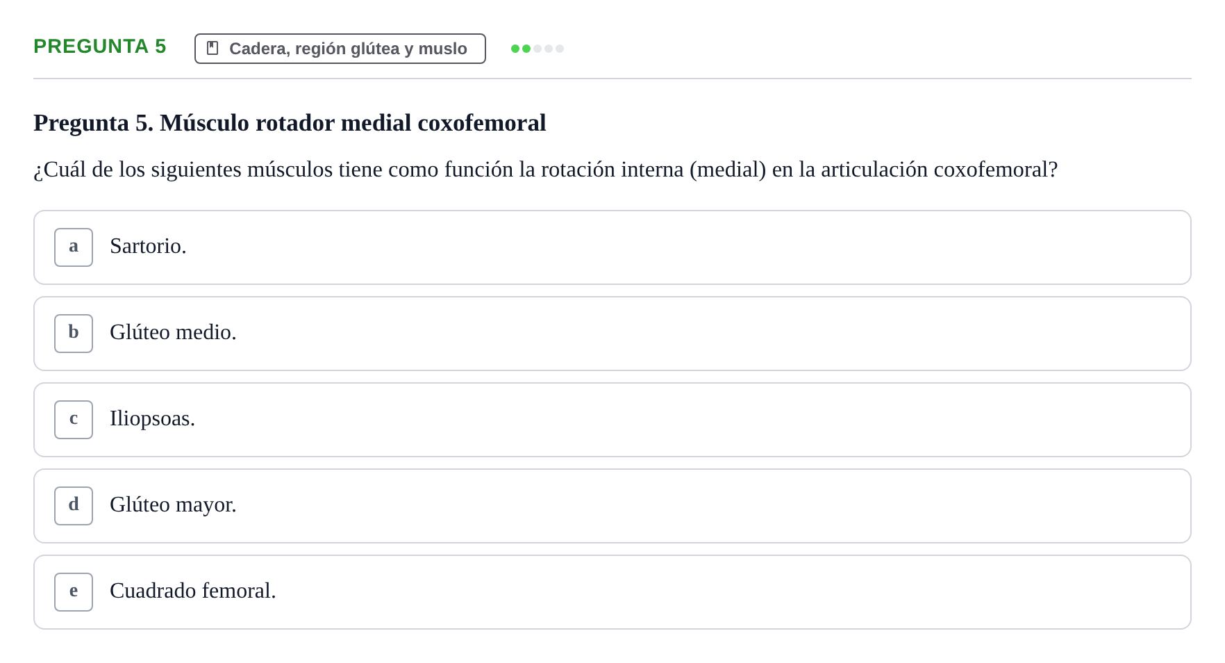 Enunciado: Pregunta 5 · Anatomía General y del Aparato Locomotor URV 2018