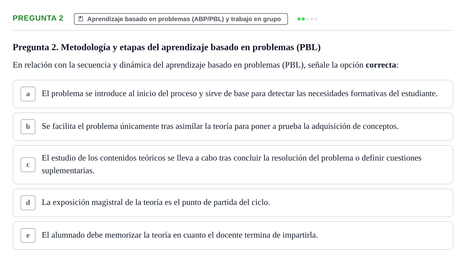 Enunciado: Pregunta 2 · Bases de la Investigación y Documentación URV Examen de Bases de la Investigación y Documentación