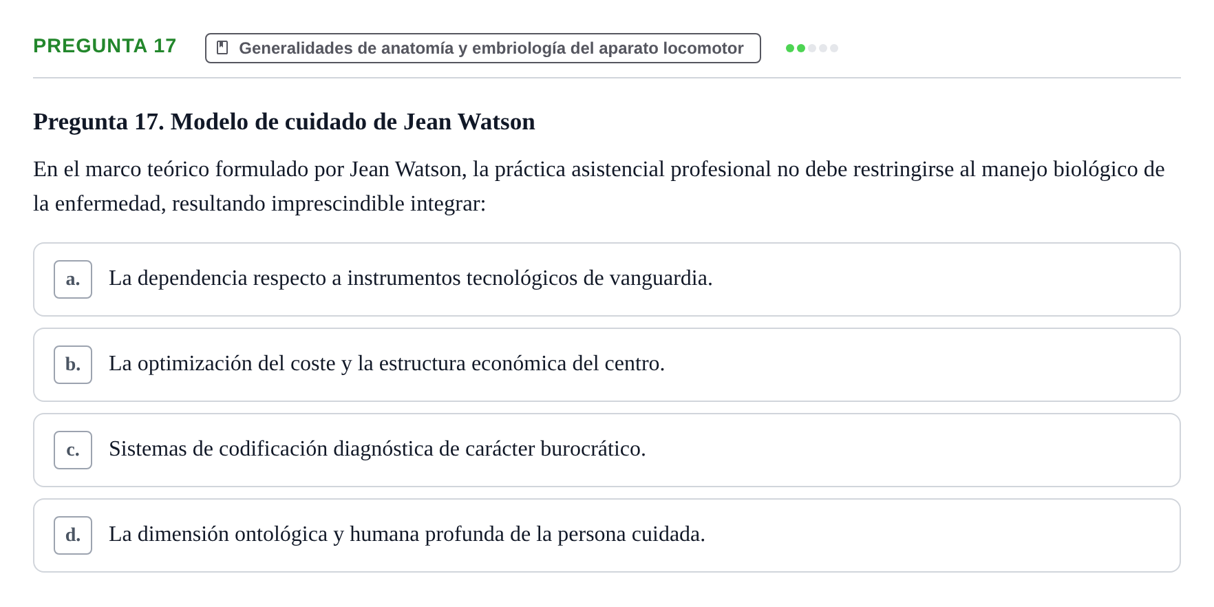 Enunciado: Pregunta 17