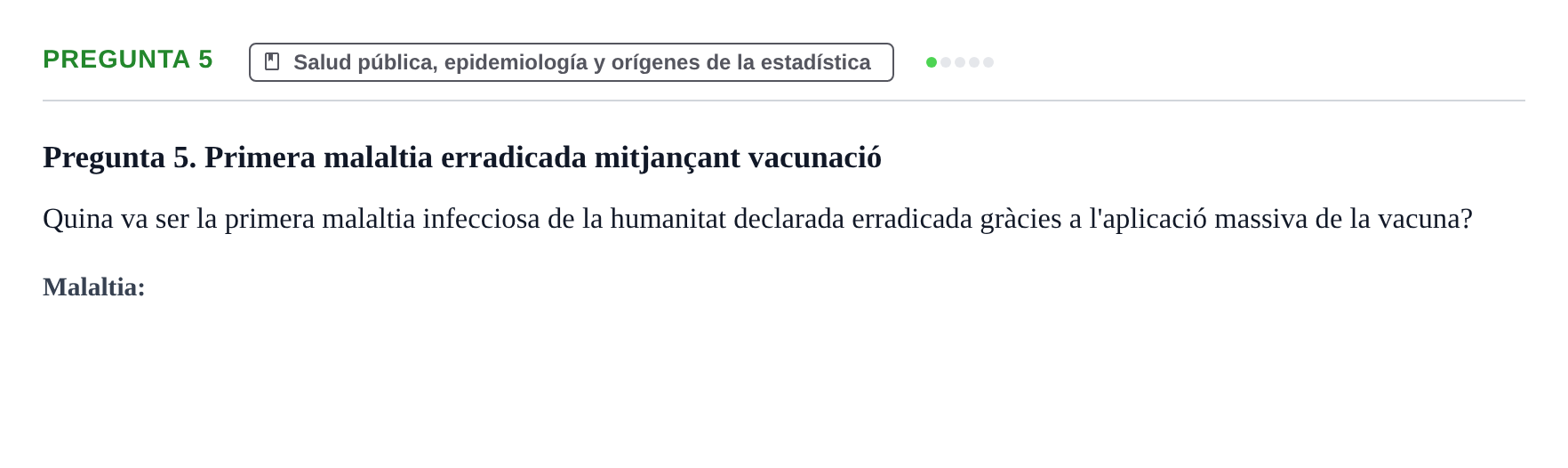 Enunciado: Pregunta 5 · Bases de la Investigación y Documentación URV 2022