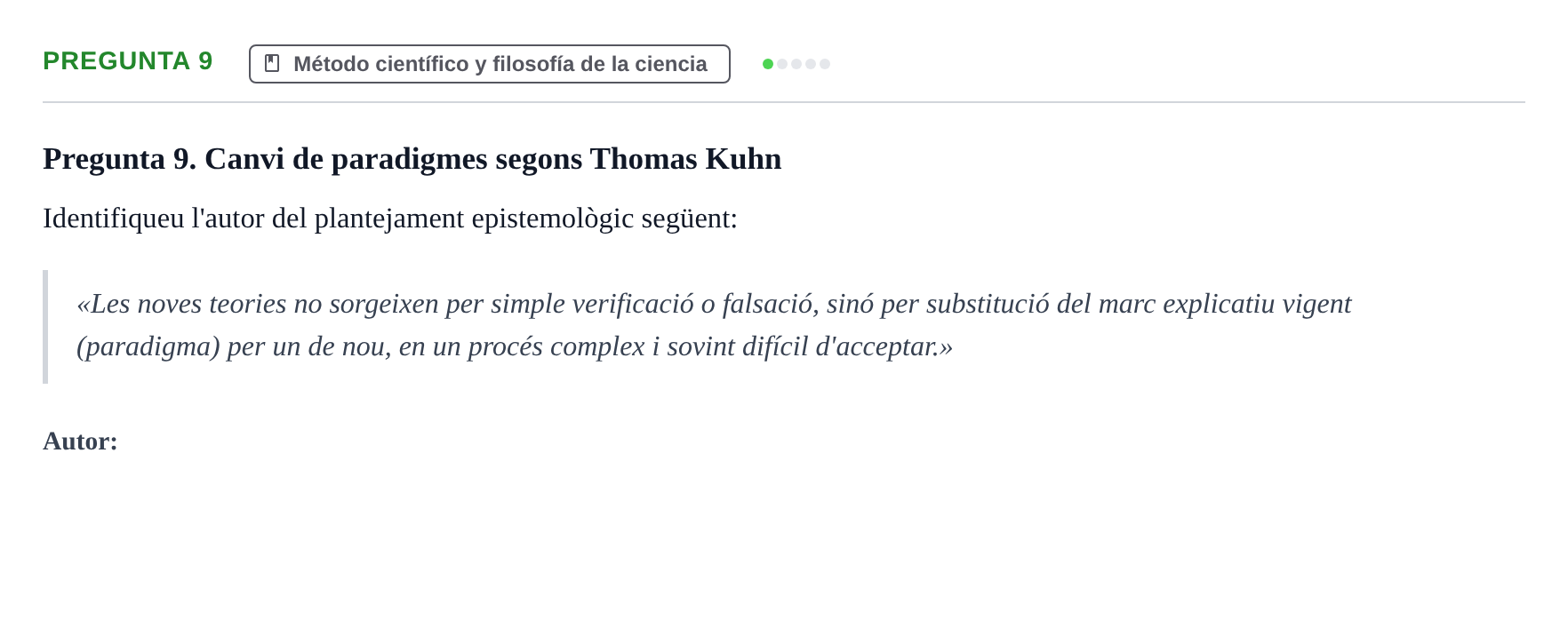 Enunciado: Pregunta 9 · Bases de la Investigación y Documentación URV 2022