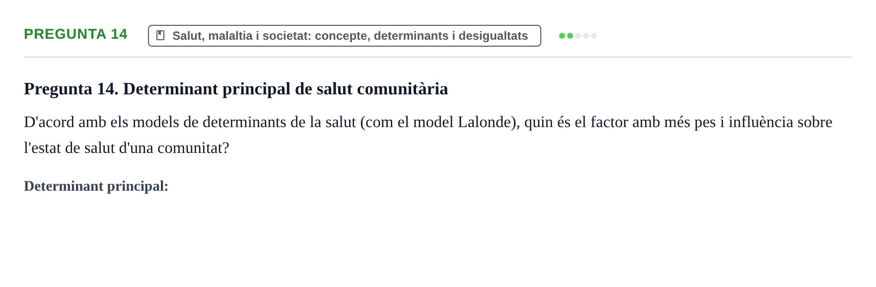 Enunciado: Pregunta 14 · Introducción a la Salud, Antropología, Demografía. Historia de la Medicina UB 2012