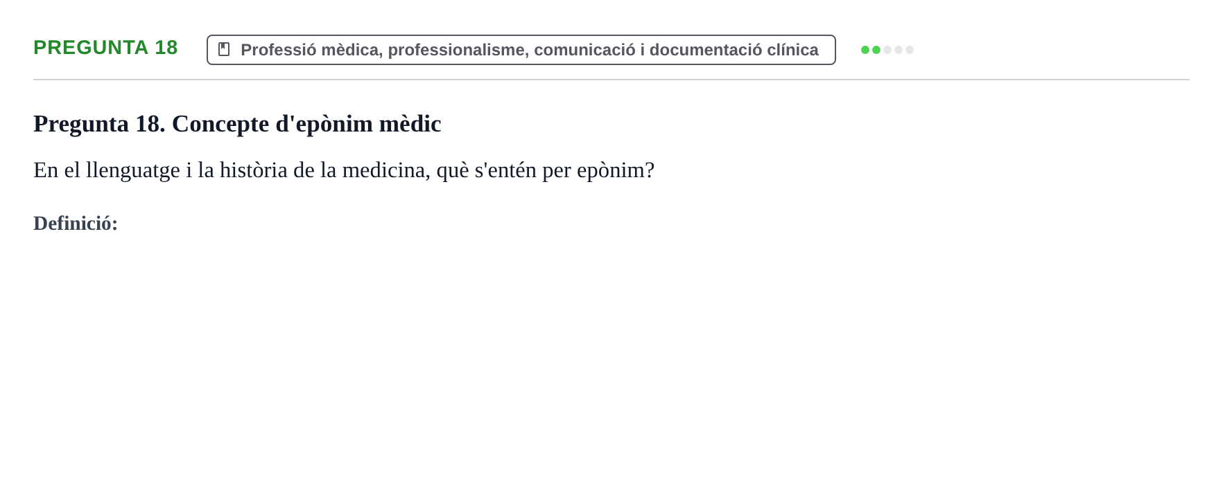 Enunciado: Pregunta 18 · Introducción a la Salud, Antropología, Demografía. Historia de la Medicina UB 2012