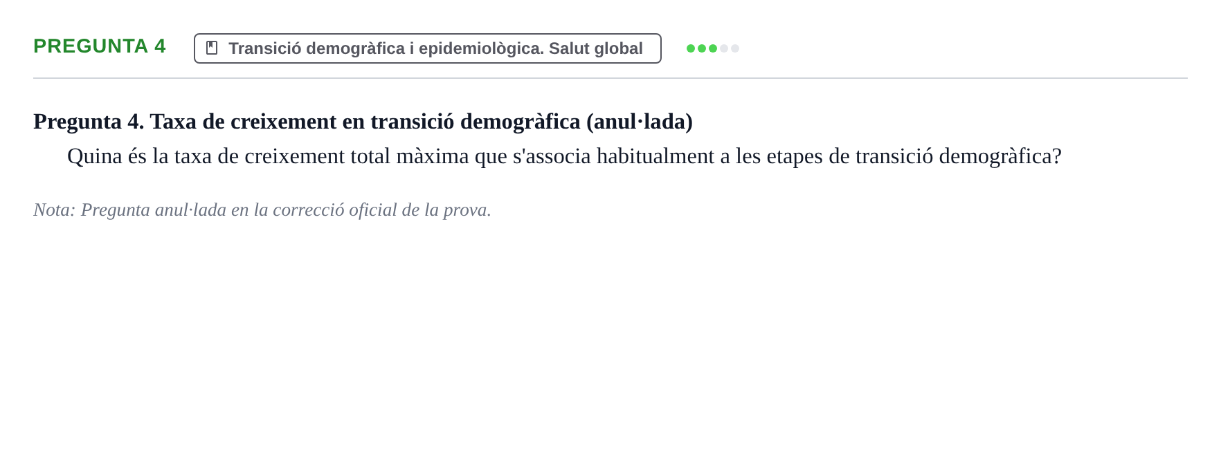 Enunciado: Pregunta 4 · Introducción a la Salud, Antropología, Demografía. Historia de la Medicina UB 2012