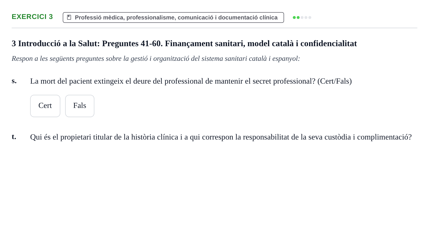 Enunciado: Ejercicio 3 - Professió mèdica, professionalisme, comunicac… · Introducción a la Salud, Antropología, Demografía. Historia de la Medicina UB 2016