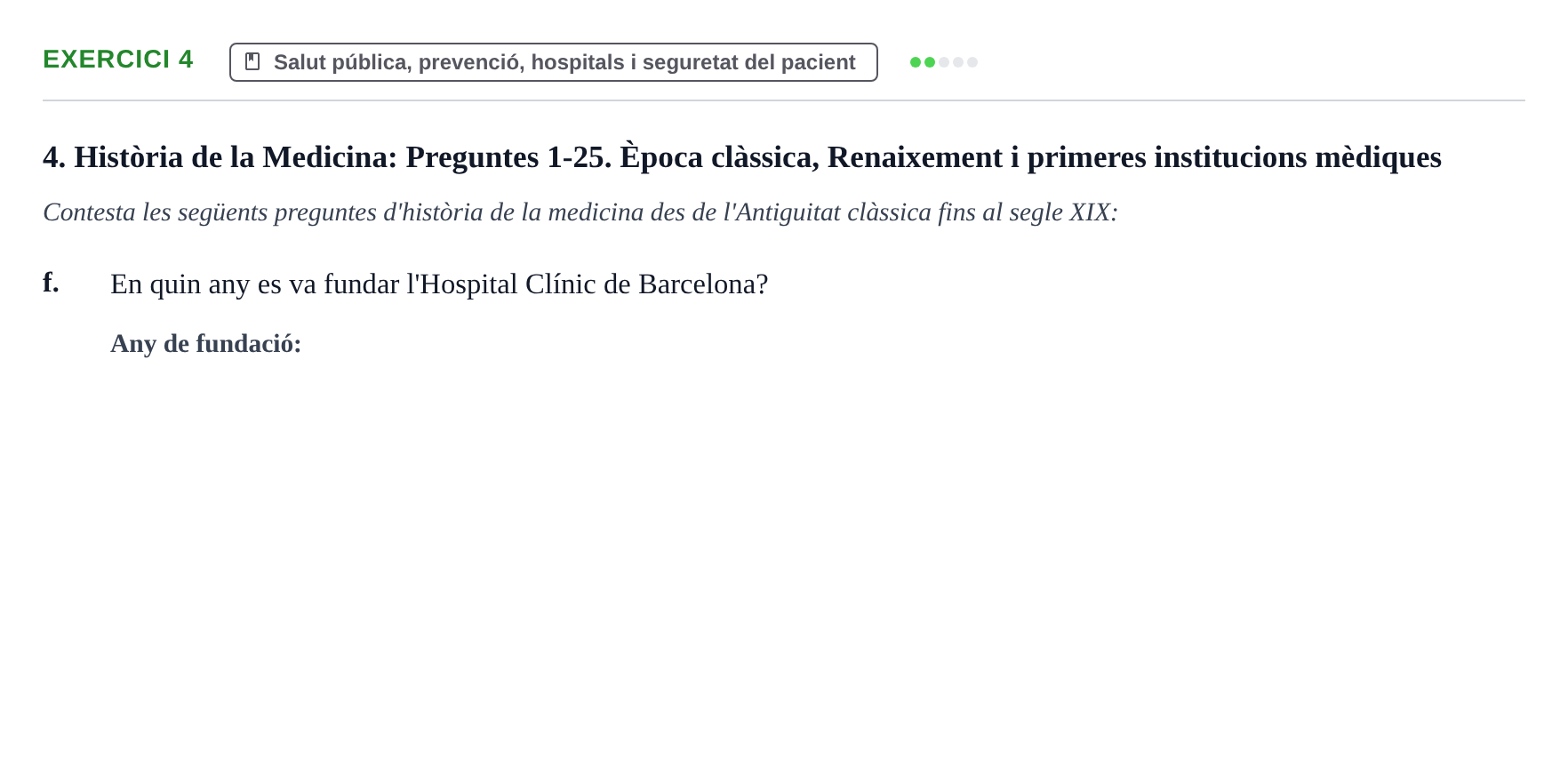 Enunciado: Ejercicio 4 - Salut pública, prevenció, hospitals i seguret… · Introducción a la Salud, Antropología, Demografía. Historia de la Medicina UB 2016