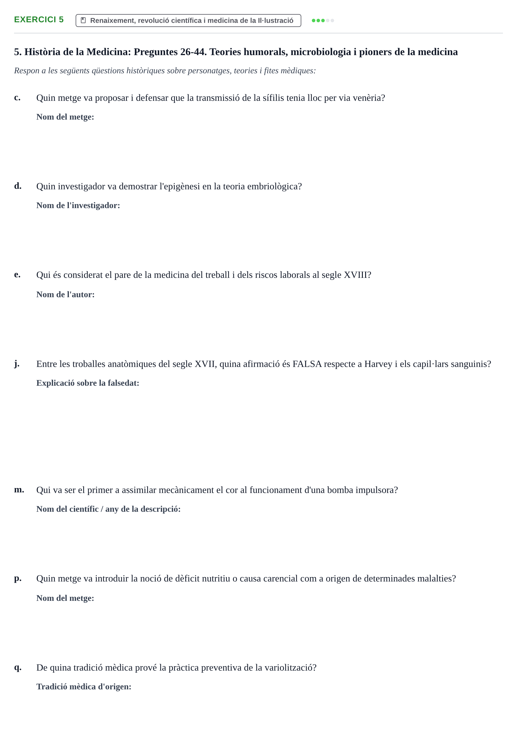 Enunciado: Ejercicio 5 - Renaixement, revolució científica i medicina… · Introducción a la Salud, Antropología, Demografía. Historia de la Medicina UB 2016