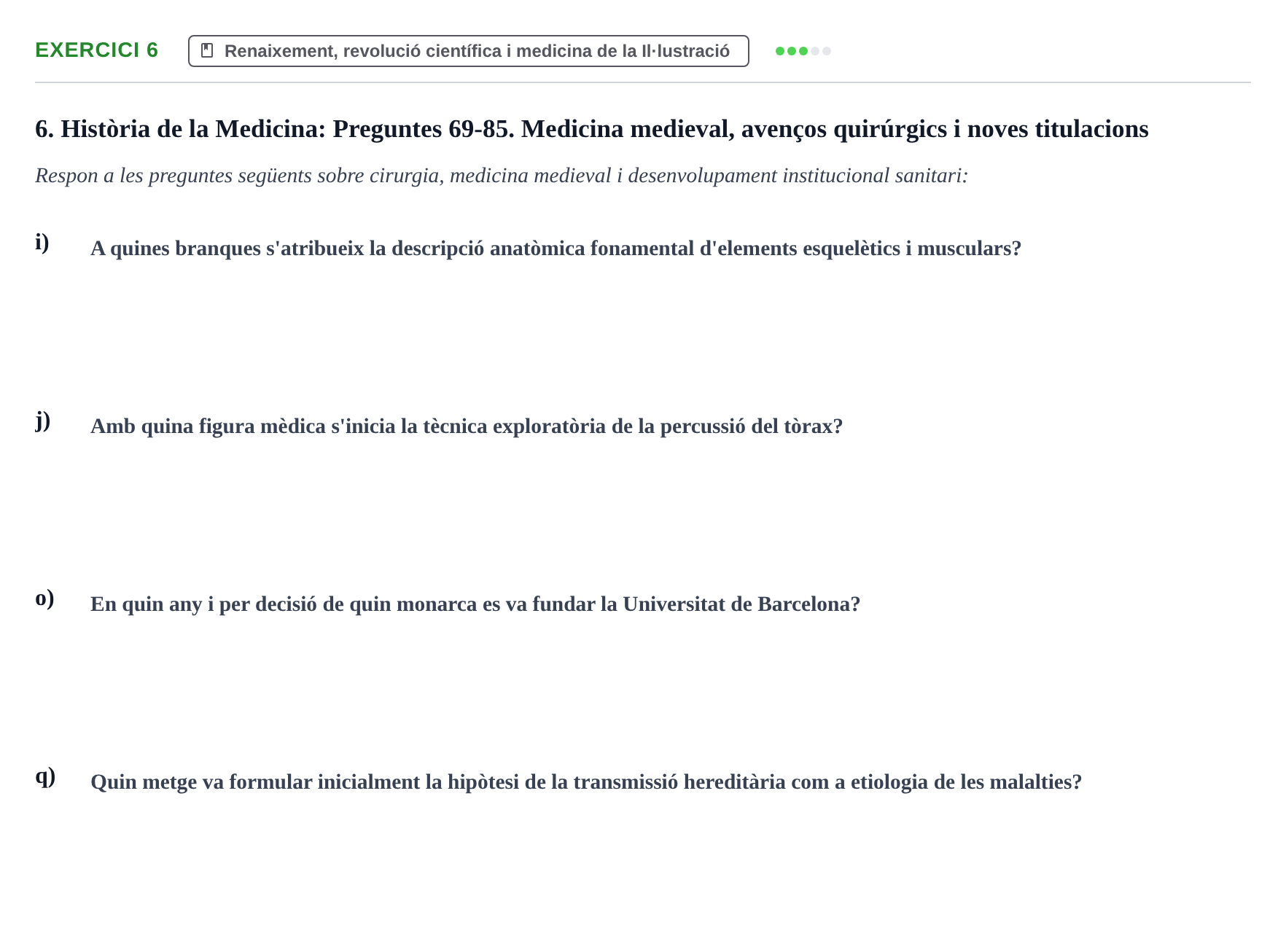 Enunciado: Ejercicio 6 - Renaixement, revolució científica i medicina… · Introducción a la Salud, Antropología, Demografía. Historia de la Medicina UB 2016