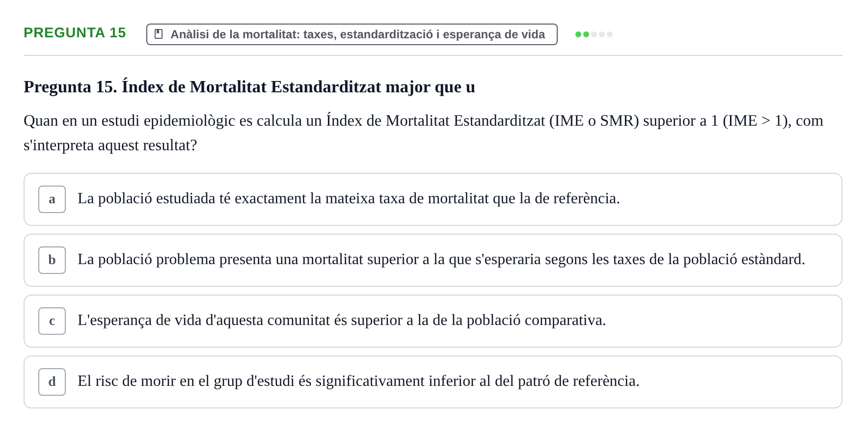 Enunciado: Pregunta 15 · Introducción a la Salud, Antropología, Demografía. Historia de la Medicina UB 2012