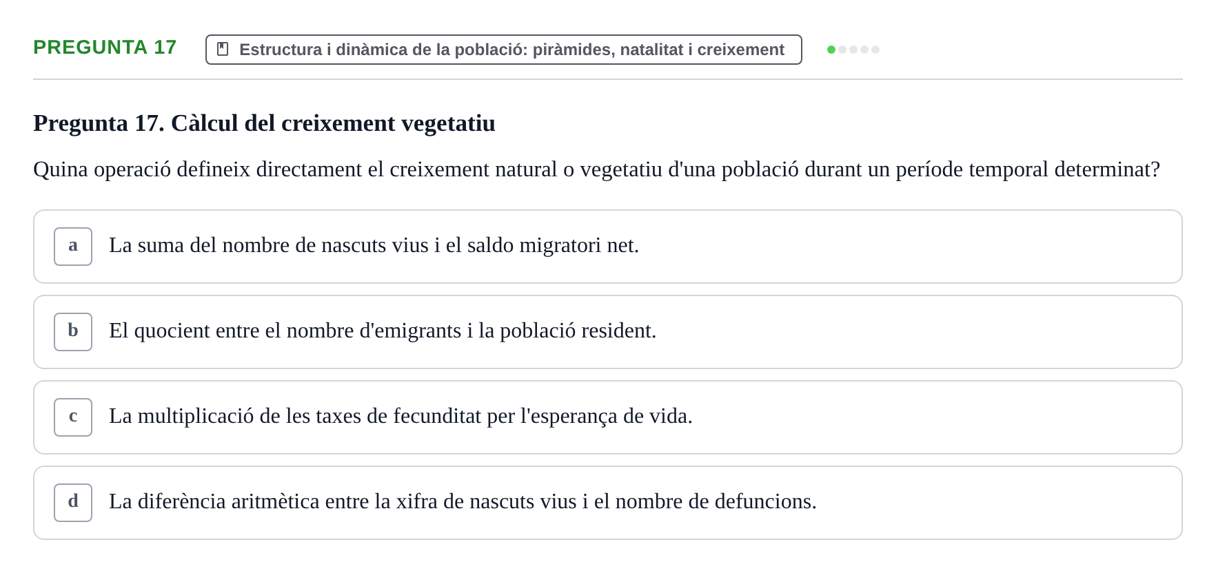 Enunciado: Pregunta 17 · Introducción a la Salud, Antropología, Demografía. Historia de la Medicina UB 2012