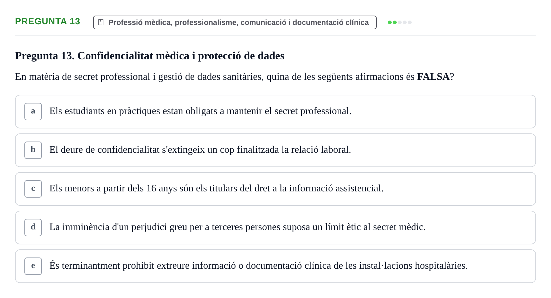 Enunciado: Pregunta 13 · Introducción a la Salud, Antropología, Demografía. Historia de la Medicina UB 2016