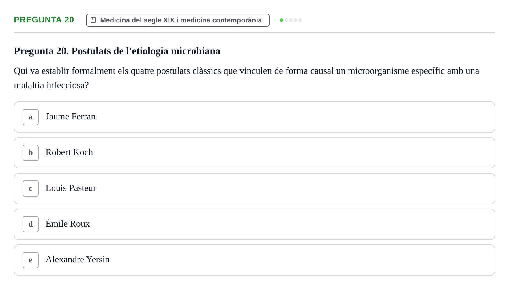 Enunciado: Pregunta 20 · Introducción a la Salud, Antropología, Demografía. Historia de la Medicina UB 2016