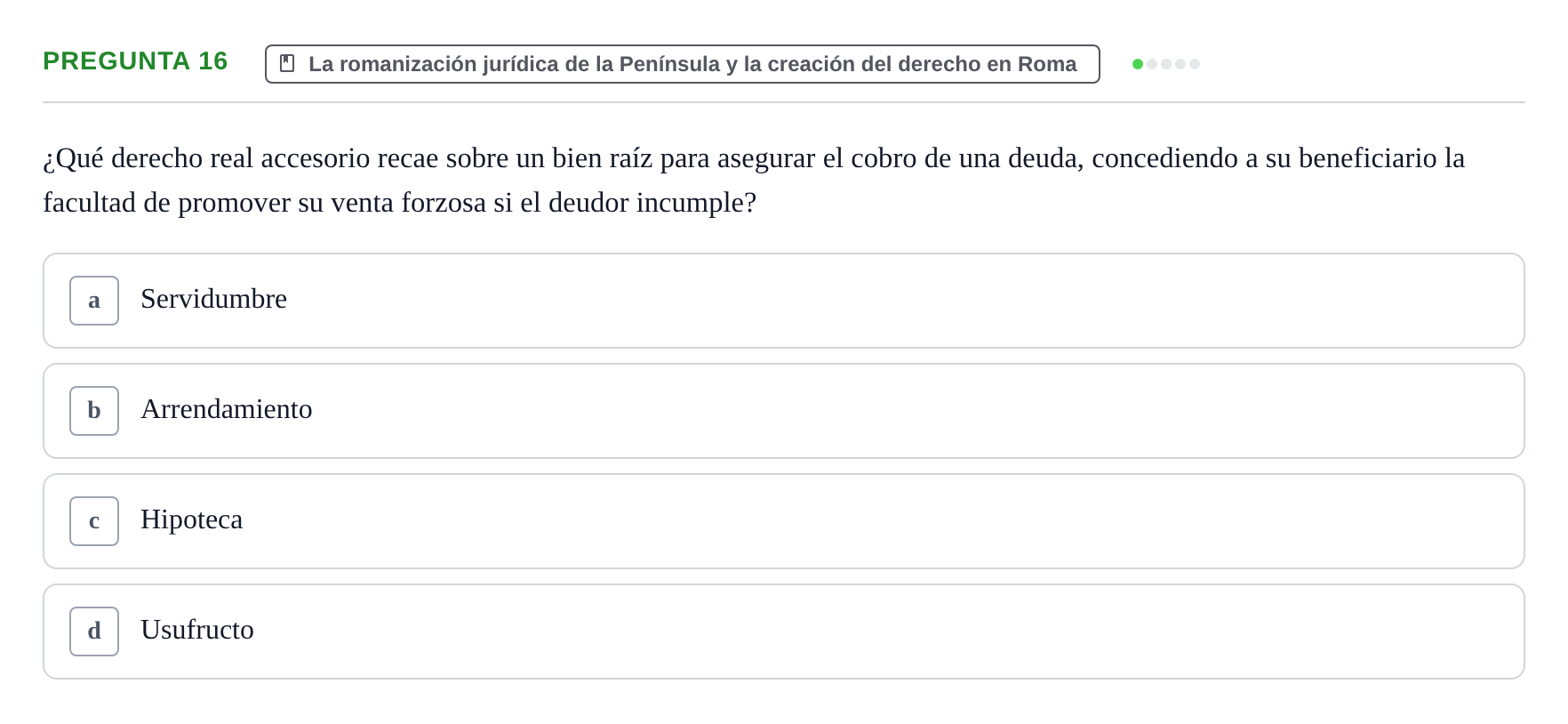 Enunciado: Pregunta 16