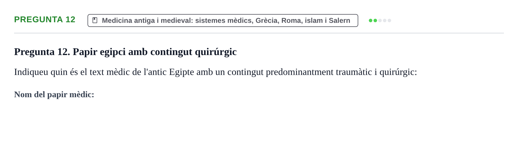 Enunciado: Pregunta 12 · Introducción a la Salud, Antropología, Demografía. Historia de la Medicina UB Juny 2006