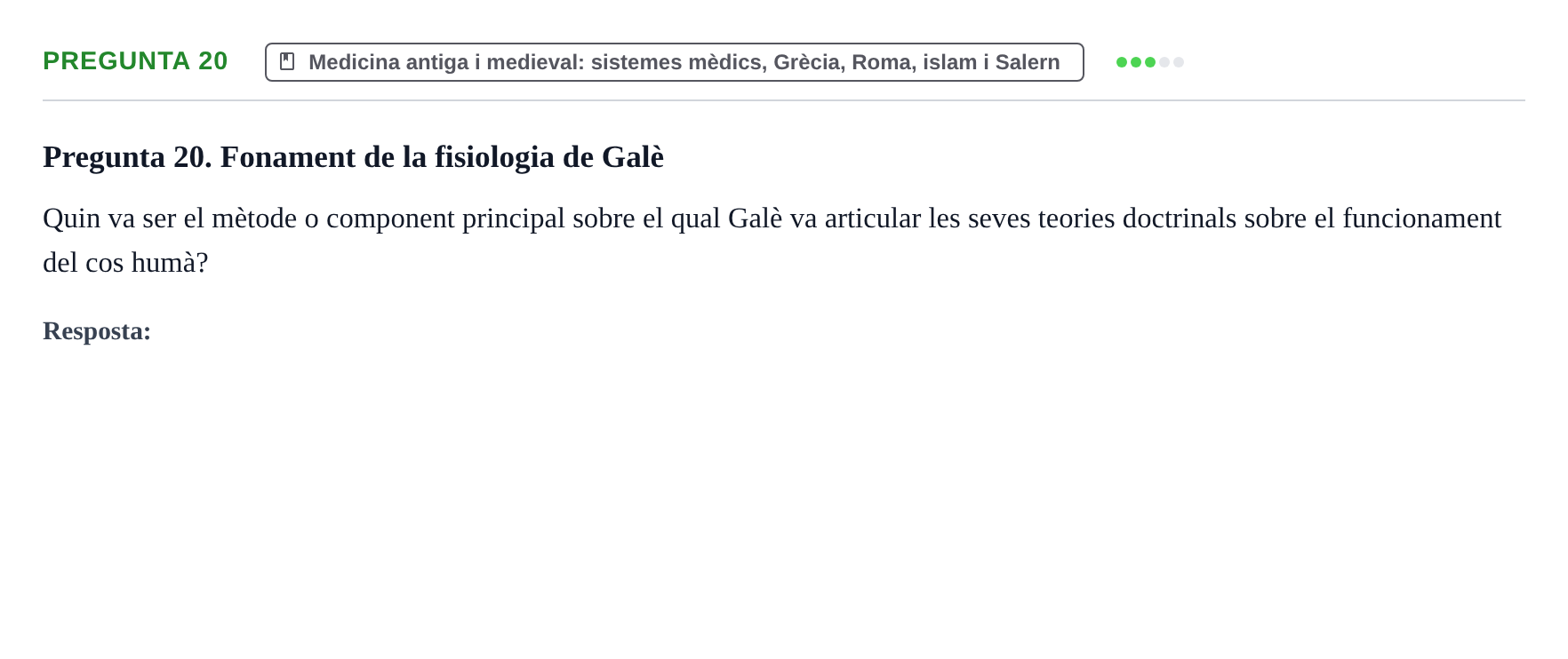Enunciado: Pregunta 20 · Introducción a la Salud, Antropología, Demografía. Historia de la Medicina UB Juny 2006