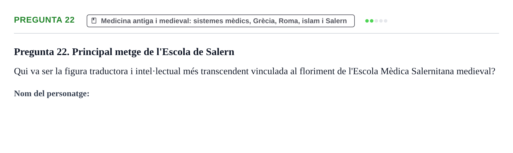 Enunciado: Pregunta 22 · Introducción a la Salud, Antropología, Demografía. Historia de la Medicina UB Juny 2006