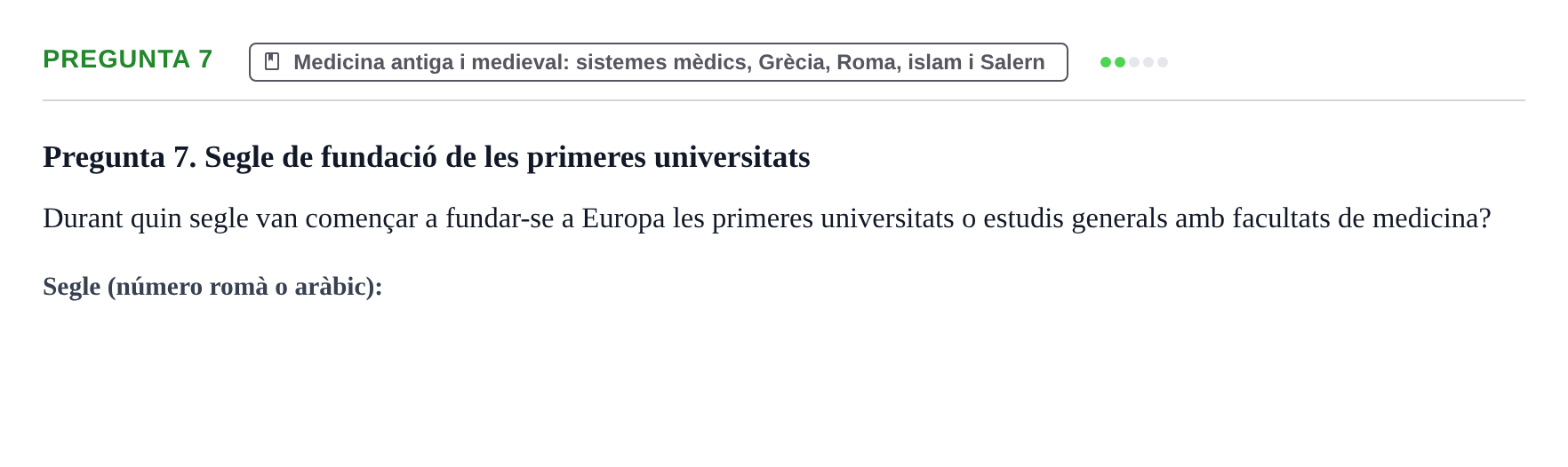 Enunciado: Pregunta 7 · Introducción a la Salud, Antropología, Demografía. Historia de la Medicina UB Juny 2006