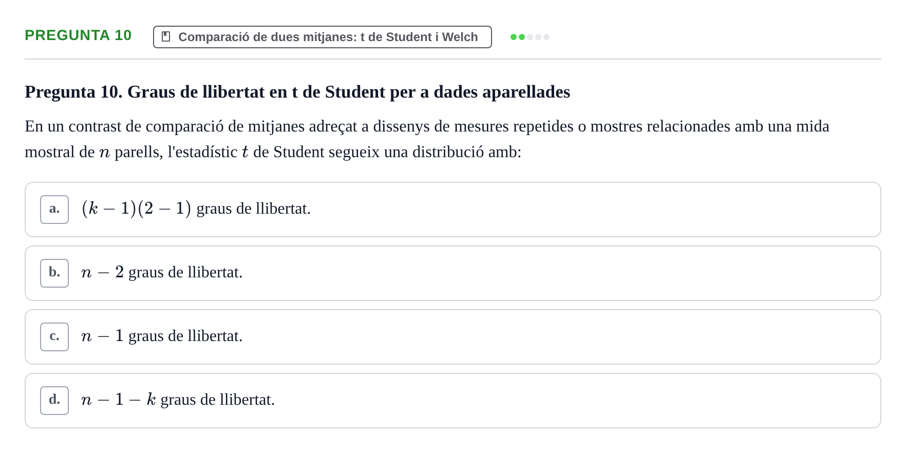 Enunciado: Pregunta 10 · Estadística UB 2020
