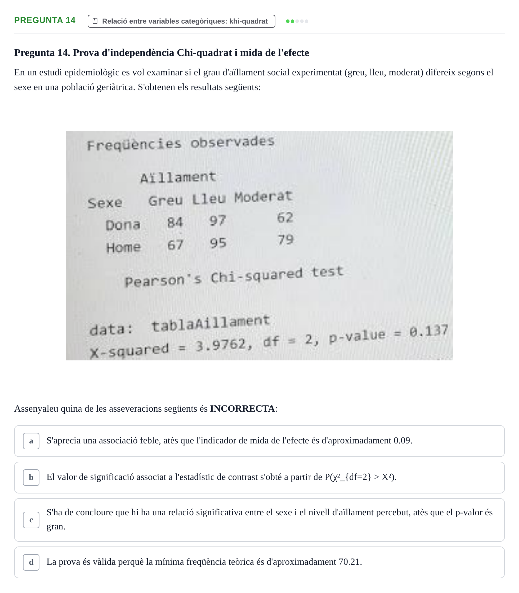 Enunciado: Pregunta 14 · Estadística UB 2020