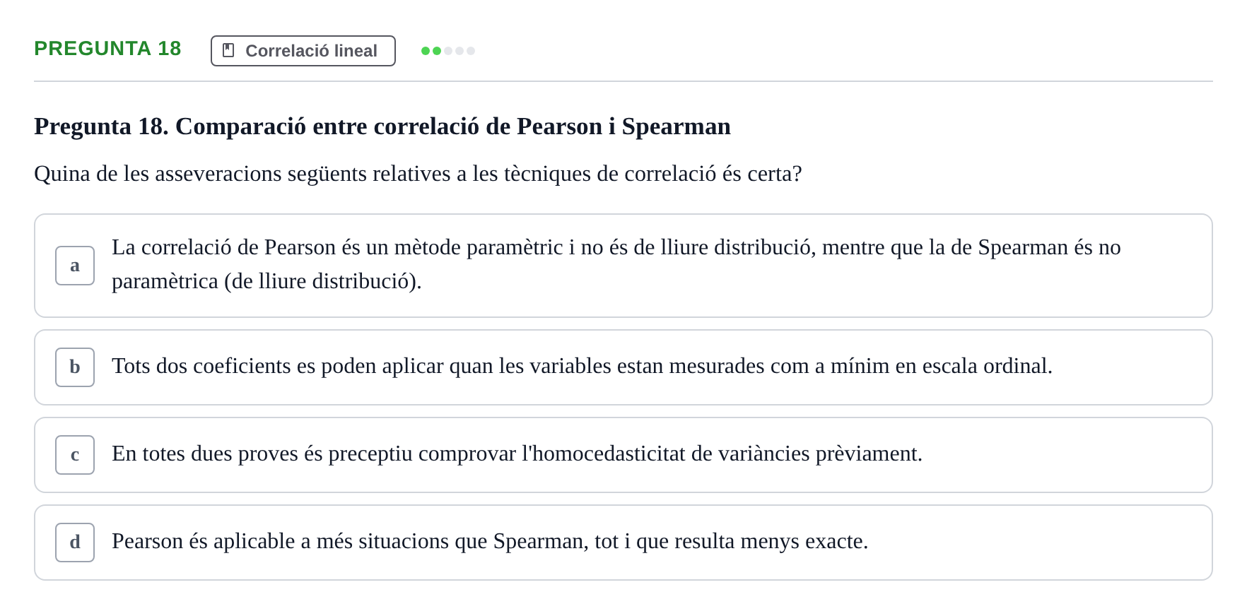 Enunciado: Pregunta 18 · Estadística UB 2020